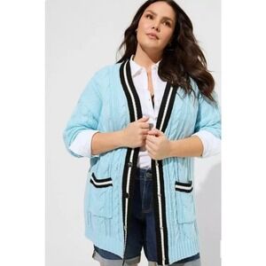 TORRID Chunky Cable Knit Boyfriend Cardigan Academia Sweater Sz. 2 or a 2X